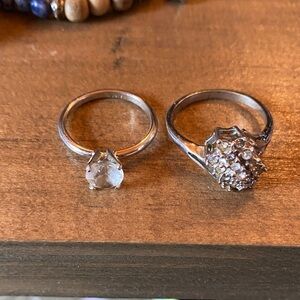 Elegant Silver Crystal Ring Set 7 and 9